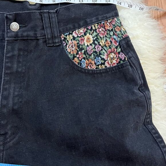 Vintage 90’s Manisha Black Floral Tapestry High Waist Mom Jeans 28 - Picture 7 of 7